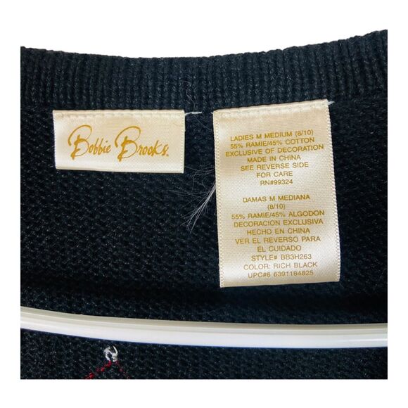 Bobbie Brooks Black Christmas Vest Knit Santa Tree Holiday Ugly Sweater Medium - Picture 6 of 7